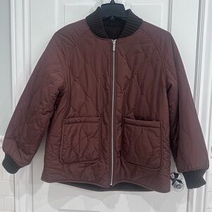 Varley Reno Reversible Quilt Jacket Coat Coffee Bean Brown Medium